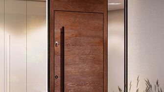 Die ganze Vielfalt des Protor-Systems – vom Betoneffekt bis zur Altholz-Haustüre – zeigt ADLER auf der fensterbau frontale 2018. Foto: Josko