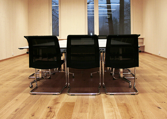 Im Innenbereich Beschichtung mit Lignovit Interior UV 100 Farbton Großglockner/ Foto: binderholz